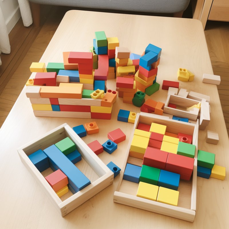 Praca chałupnicza: układanie kompletów klocków konstrukcyjnych